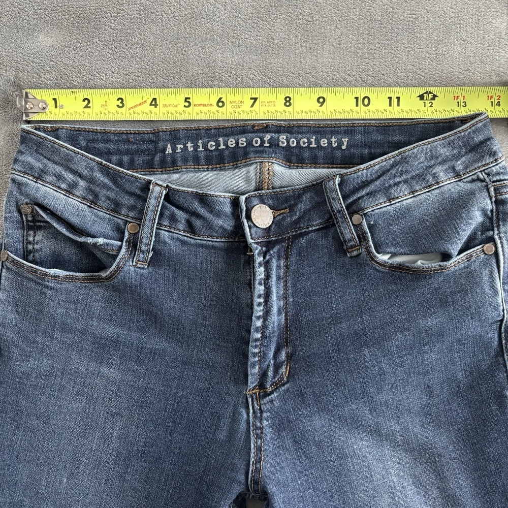 ARTICLES‎ OF SOCIETY Womens Blue Denim Skinny Jeans Frayed Raw Hem Size 27 - Picture 4 of 12